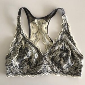 Felina Gray & Cream Lace Bralette